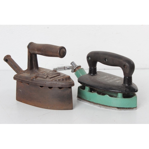 74 - An antique cast iron and another vintage iron 'The Rhythm'.