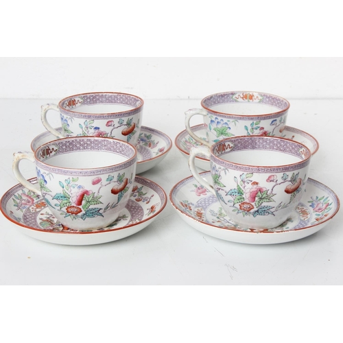 97 - Four antique 'Oriental' patterned tea cups and saucers.