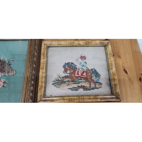 62 - Two decorative needlepoint tapestries in frames.