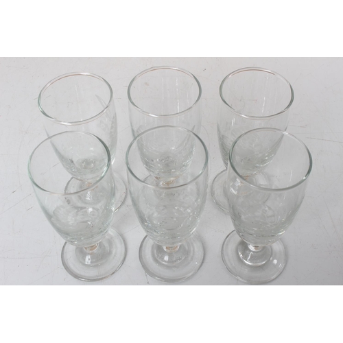 117 - A set of six Sheridan glasses etched with butterfly design.