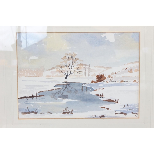 120 - A pair of framed watercolours by Irish artist J Steen, measuring including frame 39cm x 31.5cm.