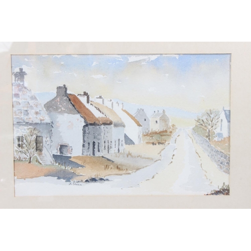 120 - A pair of framed watercolours by Irish artist J Steen, measuring including frame 39cm x 31.5cm.