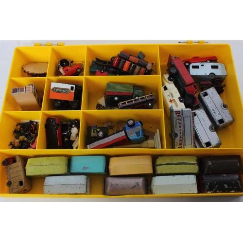 156 - A large assortment of vintage diecast Lesney caravans, mobile canteens & more.