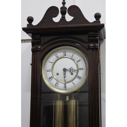 162 - A stunning double weight Vienna wall clock. 43 x 12.5inch