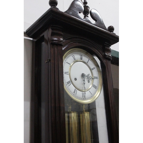 162 - A stunning double weight Vienna wall clock. 43 x 12.5inch