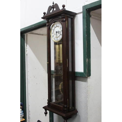 162 - A stunning double weight Vienna wall clock. 43 x 12.5inch