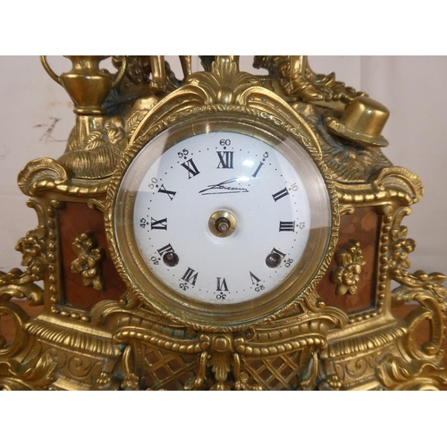 210 - A Stunning antique style gilt mantle clock with enamel dial, in need of some restoration.