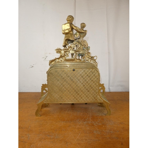 210 - A Stunning antique style gilt mantle clock with enamel dial, in need of some restoration.