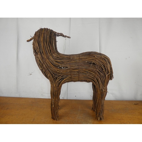 220 - A willow sheep sculpture. 19.5 x 17.5 inch