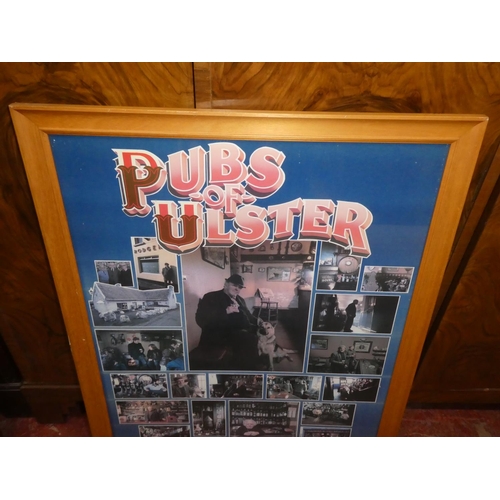 230 - A framed 'Pubs of Ulster' poster. 27.5 x 38.5 inch