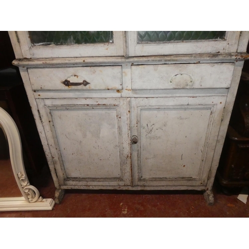 248 - A stunning antique Irish vernacular kitchen press/ cabinet, with glazed doors, in need of restoratio... 