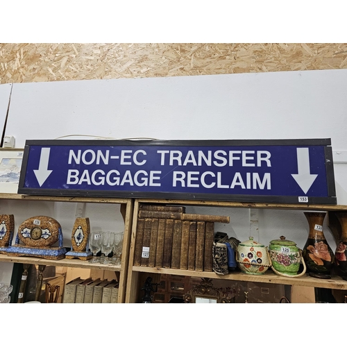 153 - A large airport 'Non-EC Transfer Baggage Reclaim' light box sign, measuring 61x 12 inch