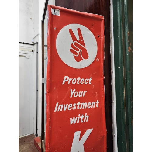 56 - A large vintage metal advertising sign, 'Protect your investment with Kendall confidence'., measurin... 