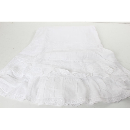 259 - A collection of 3 Victorian under slips with lace trimmings, along with variety of linens & more.