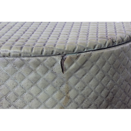 353 - A vintage footstool / sewing box and contents. 15 x 17inch