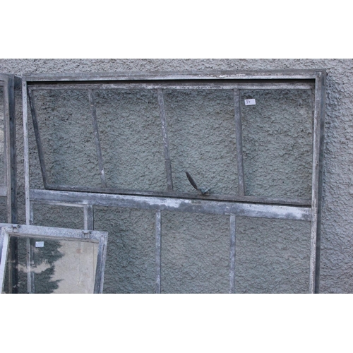 80 - 4 large antique factory windows with metal frames, in need of some restoration.