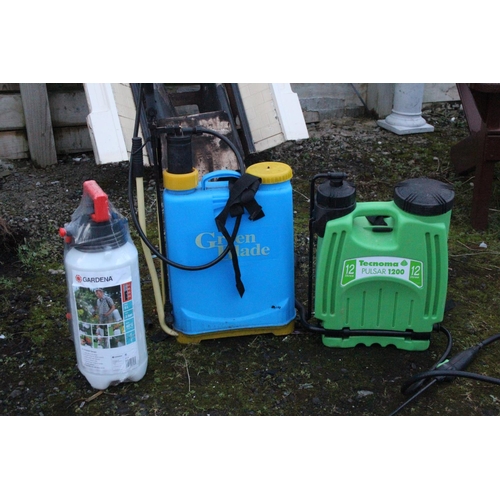 510 - An assortment of 3 backpack spray tanks.