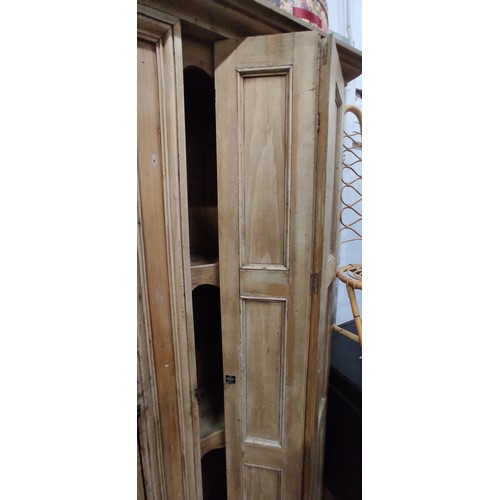 496 - A stunning Irish pine cabinet with folding doors, in need of light restoration. 49.5 x 80 inch