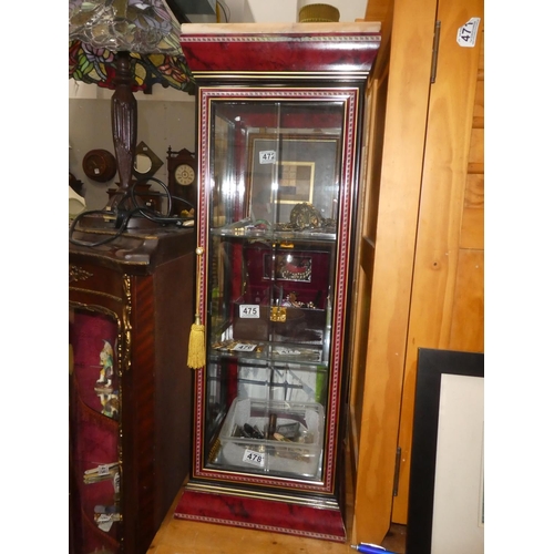 471 - An Oriental style table top display cabinet. 32.5 x 10.5 inch