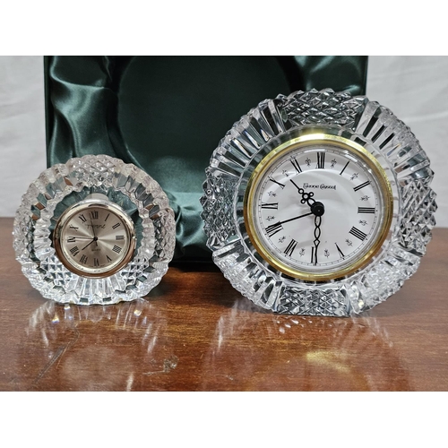 285 - 2 small Tyrone Crystal clocks.