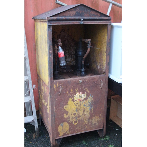 503 - A vintage Staminol Motor Oil cabinet with 2 pumps.