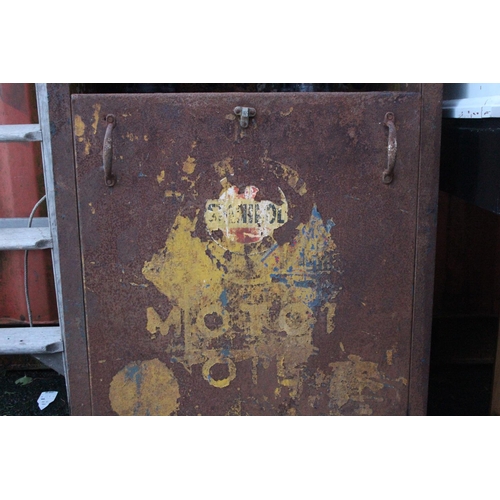 503 - A vintage Staminol Motor Oil cabinet with 2 pumps.