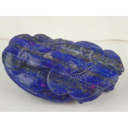 11 - A stunning antique carved Lapis Lazuli Oriental/ Chinese Chilong (small sinewy dragon) grasping a li... 