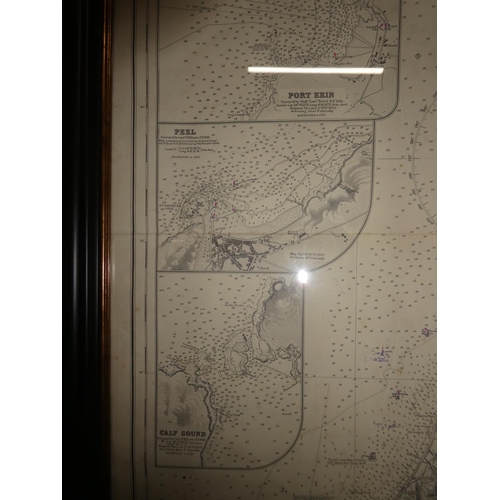 6 - A large framed original chart/ map, 'Isle of Man', taken from a survey in 1883 & reprinted in 1958, ... 