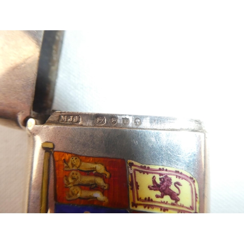 75 - A stunning antique/ Victorian sterling silver vesta case, with enamelled Royal Standard flag, believ... 