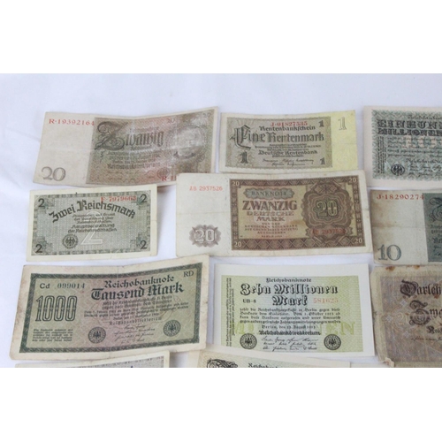 371 - A lot of assorted foreign bank notes to include German Reinch Marks and more.