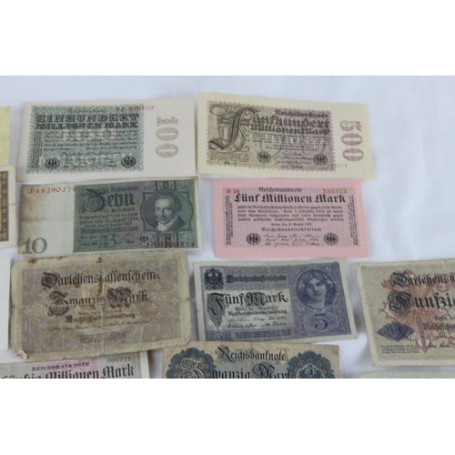 371 - A lot of assorted foreign bank notes to include German Reinch Marks and more.