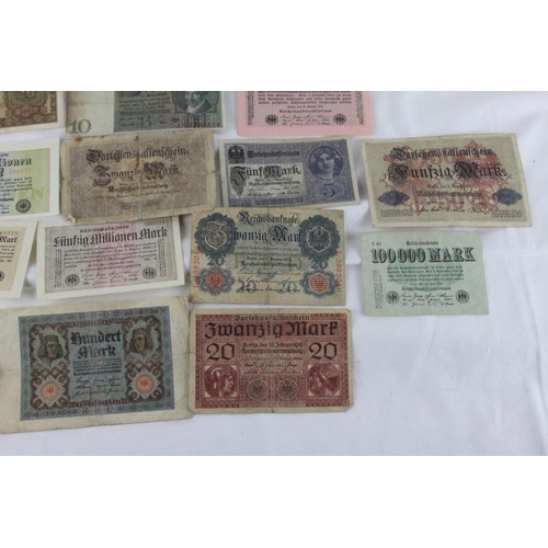 371 - A lot of assorted foreign bank notes to include German Reinch Marks and more.