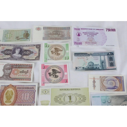 374 - A lot of assorted foreign bank notes from, Iran, Zimbabwe, EJ Towa, Syria, Brazil, Yemen, Egypt, Tur... 