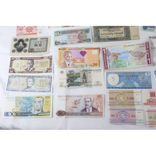 375 - A lot of assorted foreign bank notes from, French China, Turkey, Russia, Bulgaria, Japan, Nepal, Dji... 