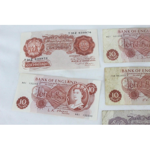 387 - 7 bank of England, 10 Shilling notes.