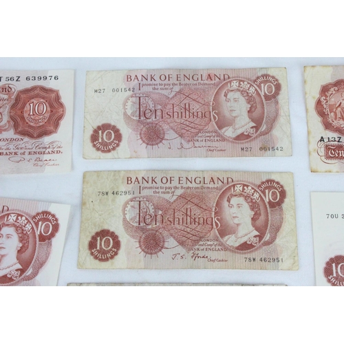 387 - 7 bank of England, 10 Shilling notes.