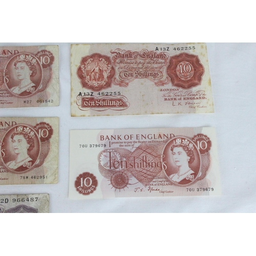 387 - 7 bank of England, 10 Shilling notes.