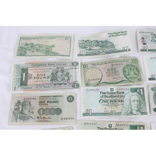 388 - 25 £1 bank notes from the Royal Bank of Scotland, States of Guernsey, Clydesdale Bank Ltd, Isle of M... 