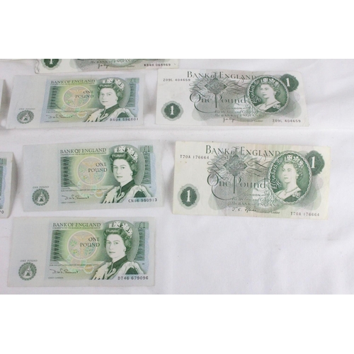 405 - 13 Bank of England £1 notes.