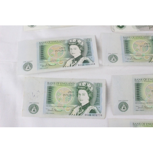 405 - 13 Bank of England £1 notes.