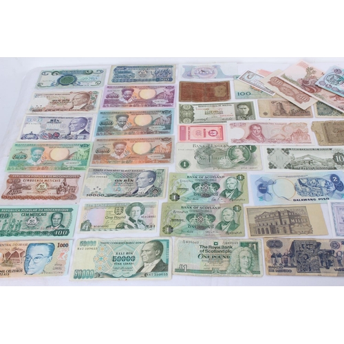 101 - A large quantity of foreign bank notes including Japan, India, Romania, Germany, Greece and more.