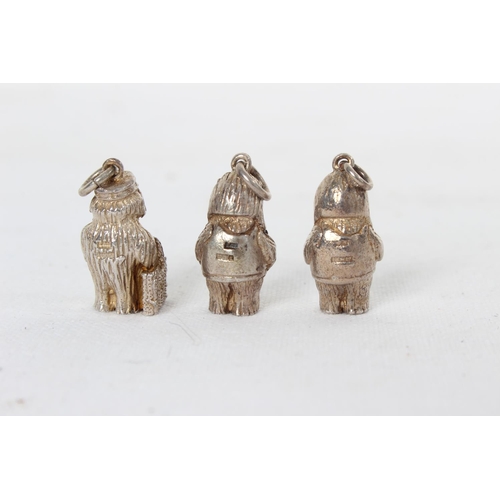 79 - Three vintage Sterling silver 'Wombles' charms.