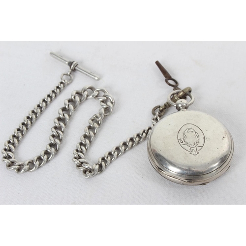 85 - A Sterling Silver pocket watch and a Sterling silver chain.