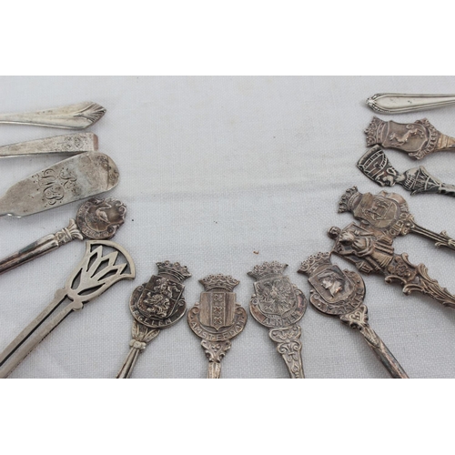 90 - A collection of Sterling Silver and EPNS collectors teaspoons.