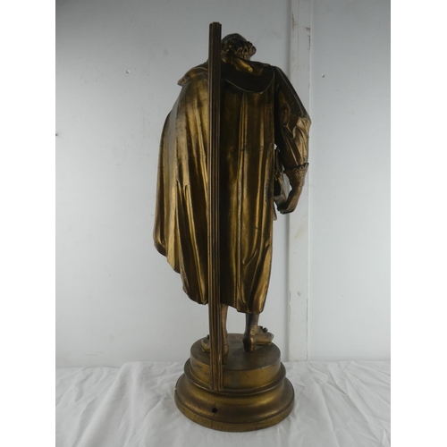 108 - A stunning antique bronzed statue of a gent, carry case reading 'Callot', believed to have originall... 