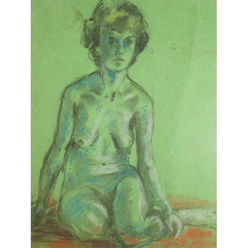 114 - A framed chalk sketch of a nude signed E M Beresford 83.