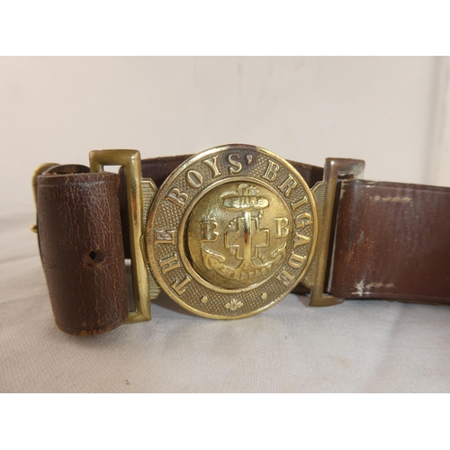 133 - A vintage Boys Brigade leather belt with brass buckle.