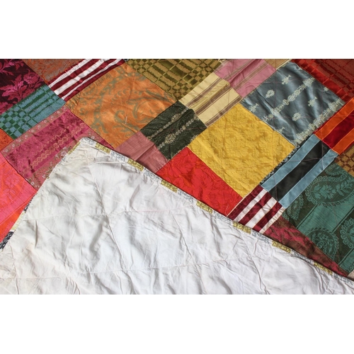 166 - A stunning vintage Irish handmade patchwork throw made from curtain material by quilter Kate McCarry... 