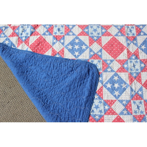 175 - A vintage American Amish handmade blanket, measuring 207cm x 140cm.