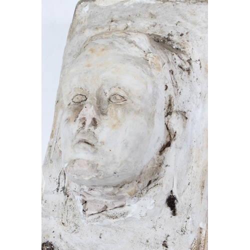 207 - A large plaster cast head sculpture, measuring 43x26cm and another.